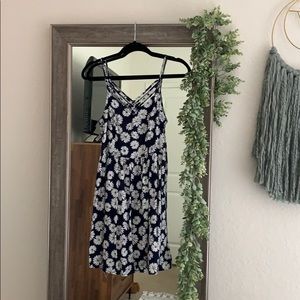 Navy sunflower casual mini dress